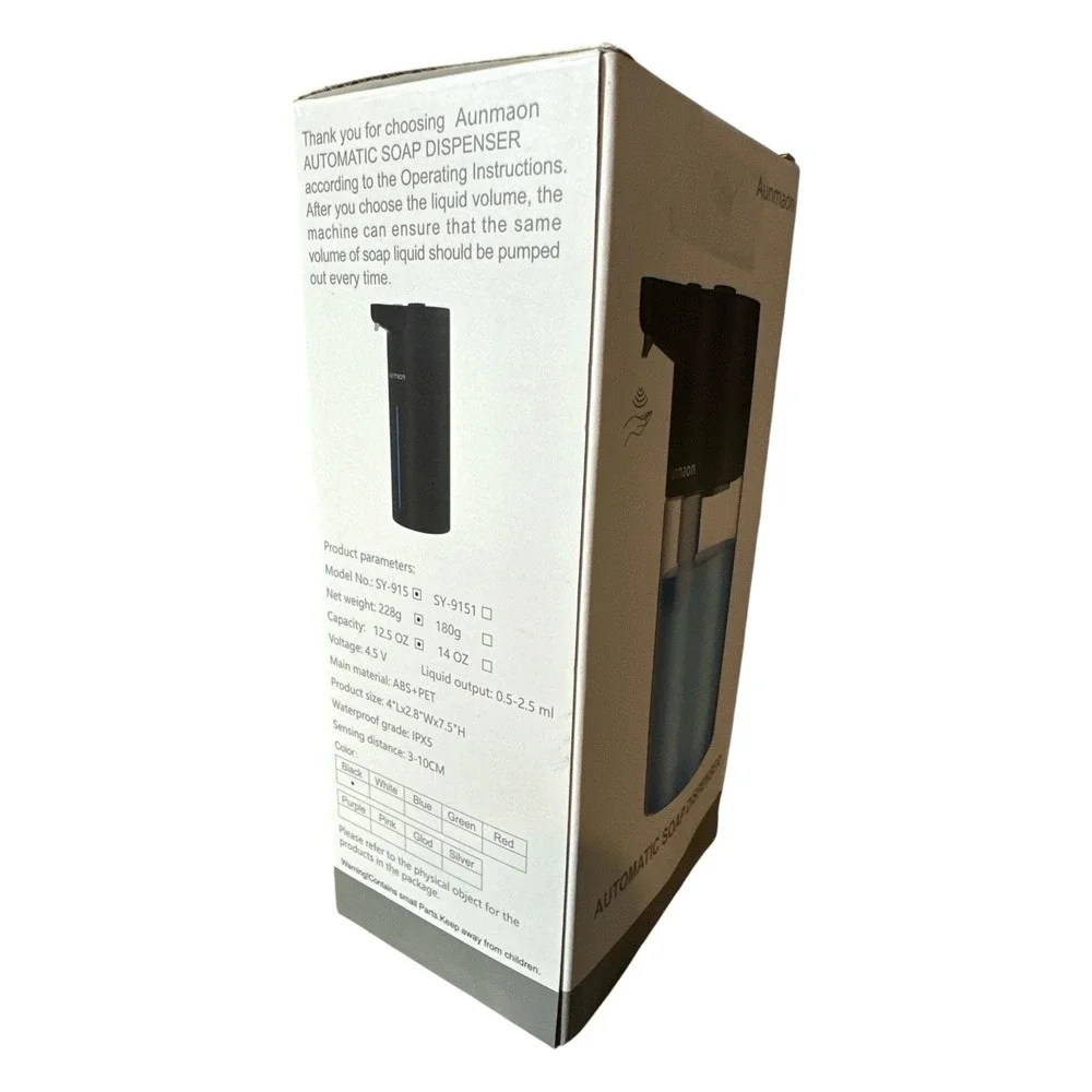 Aunmaon Automatic Soap Dispenser Touchless Matte Black 12.5oz SY-915 NIOB